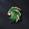 Alloy Leaf Brooch Set with Diamond and Pearl - Elegant and Fashionable Women's Pin for Formal Dresses