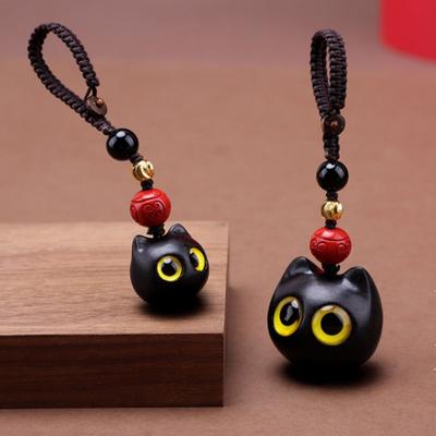 Pendant Car Key Charms Sandalwood Key Chain Key Chain Strap Mobile Phone Ring Lucky Cat Pendant
