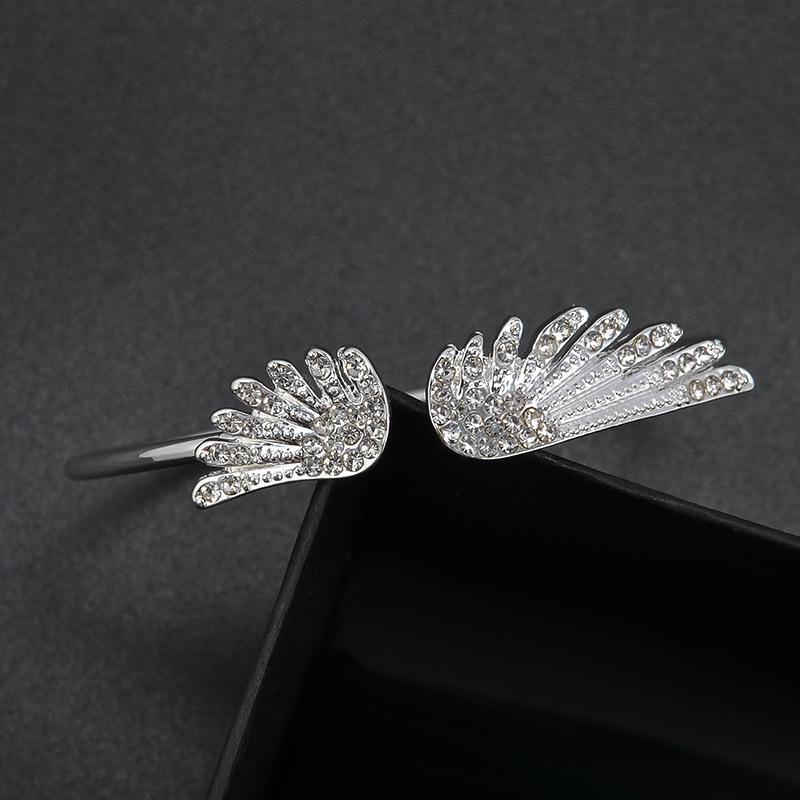 Korean-Style Angel Wings Rhinestone Bangle Bracelet