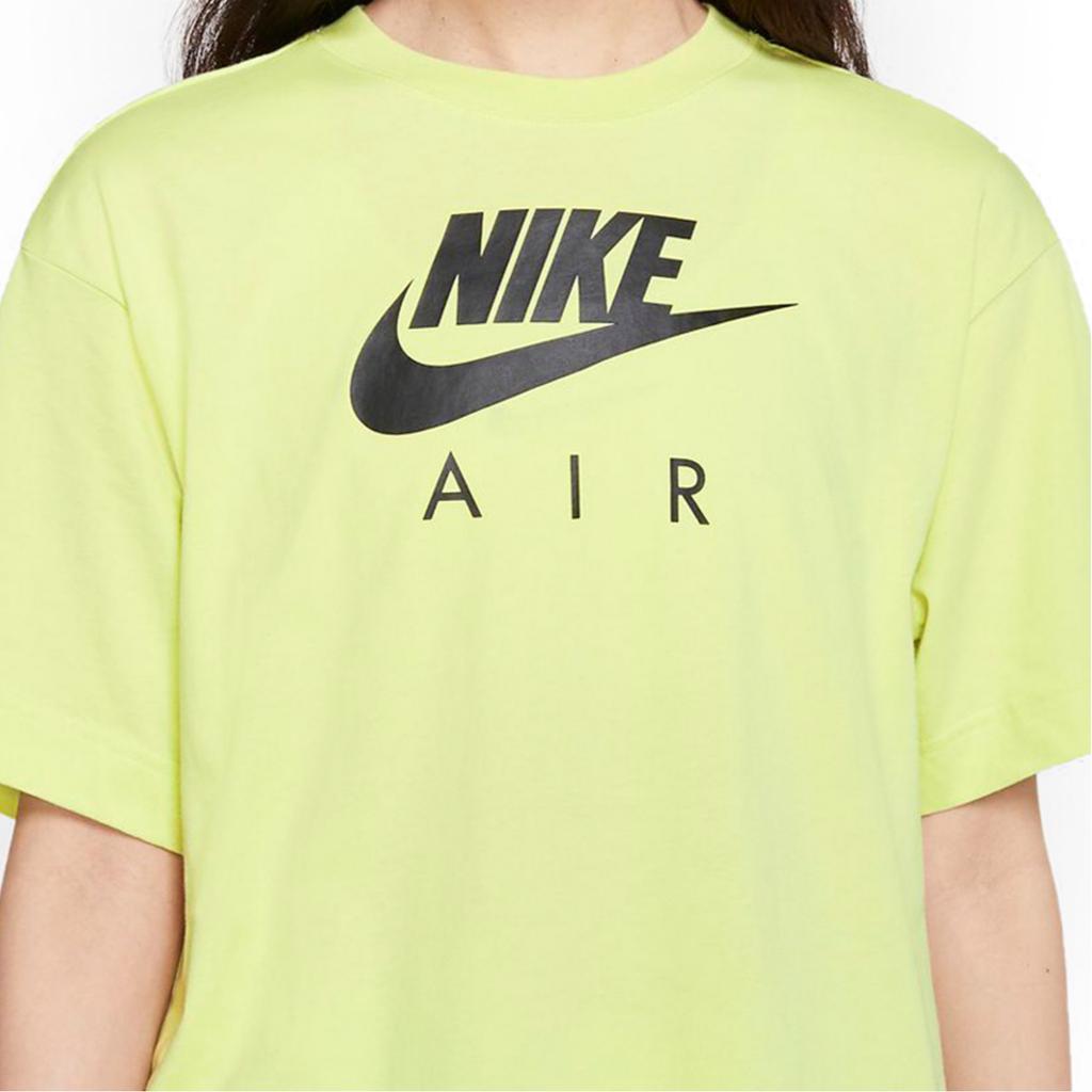 Nike Air Letter Logo Print Casual Loose Short Sleeve T-Shirt Women Tops Yellow Green CJ3105-367