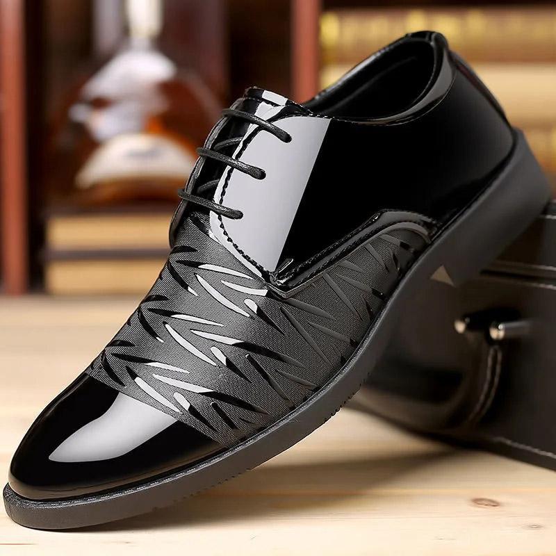 Men's Leather Shoes Spring Breathable Comfortable Casual Shoes Youth Business British Black Formal Leather Shoes Husband Dad Shoes