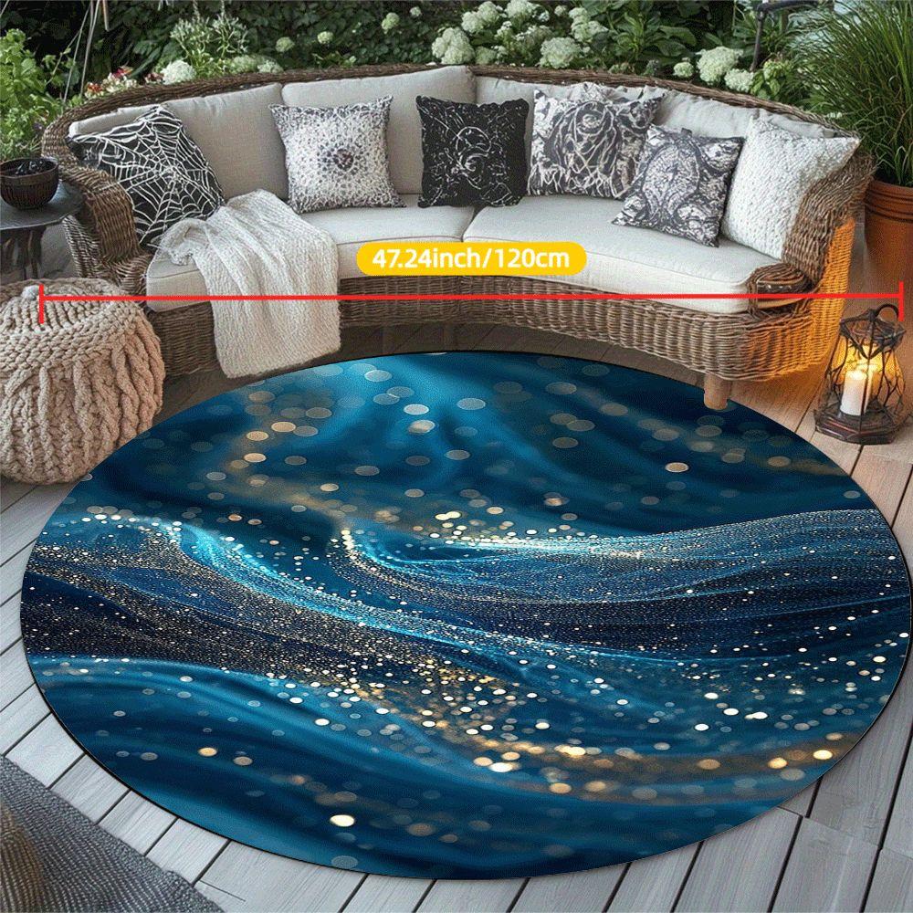 Round Abstract Galaxy Pattern Flannel Rug Printed Design Cosmic Decor Soft Anti Slip Carpet For Living Room And Meditation Area