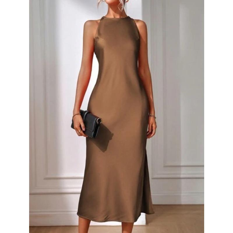 

Женское летнее модное новое длинное платье без рукавов с разрезом XL