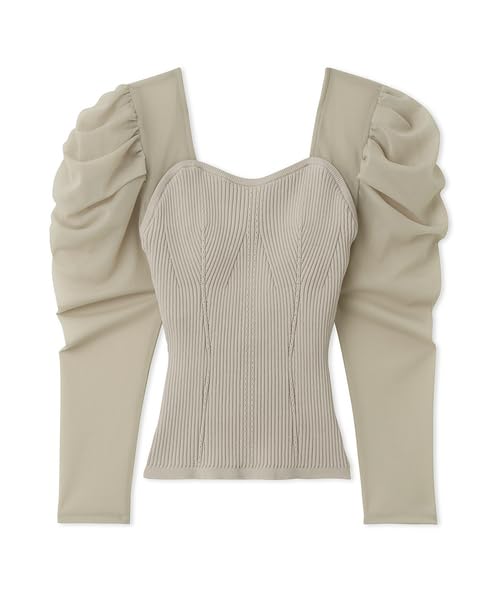 FRAY Sheer Sleeve Combination Pullover FWNT241119 I.D. Women's Cup-in (BEG)