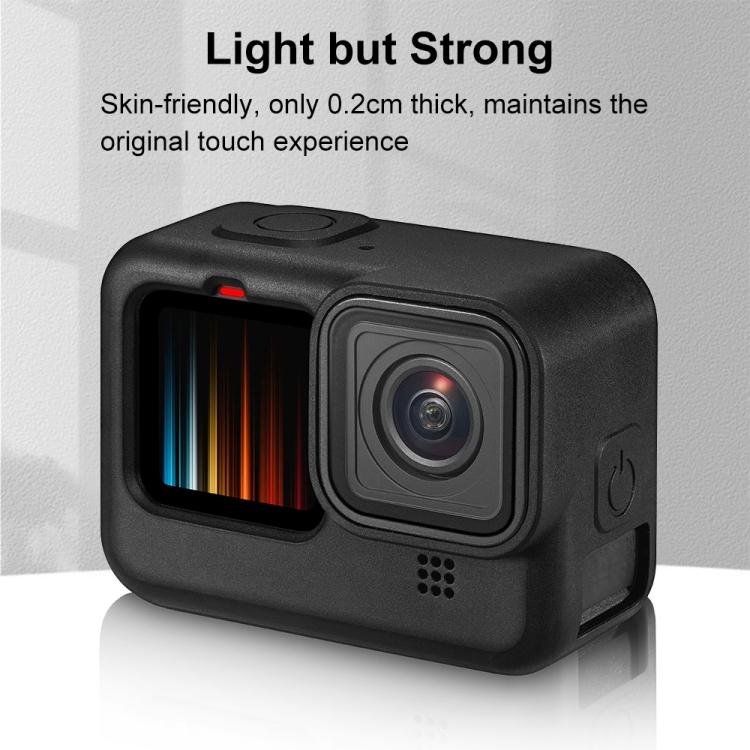 PULUZ pro GoPro HERO12 Black /11 Black /10 Black /9 Black Silikonový ochranný kryt pouzdra s popruhem na zápěstí a krytem objektivu