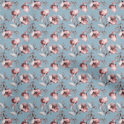 Tela Algodón Flex Azul Polvoriento Floral Material de Costura Tela Estampada Por Yarda 40 Pulgadas