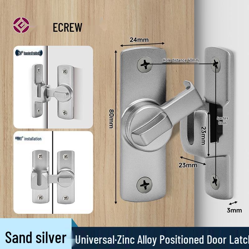 Black Stainless Steel 90° Door Latch Bolt for Home or Pet Doors