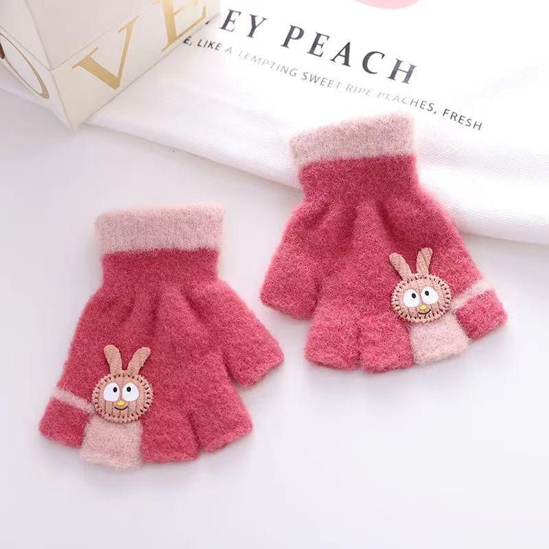 Half Finger Children's Gloves Winter Baby Warm and Cold Gloves Five Finger Cute Student Gloves Children's Gloves