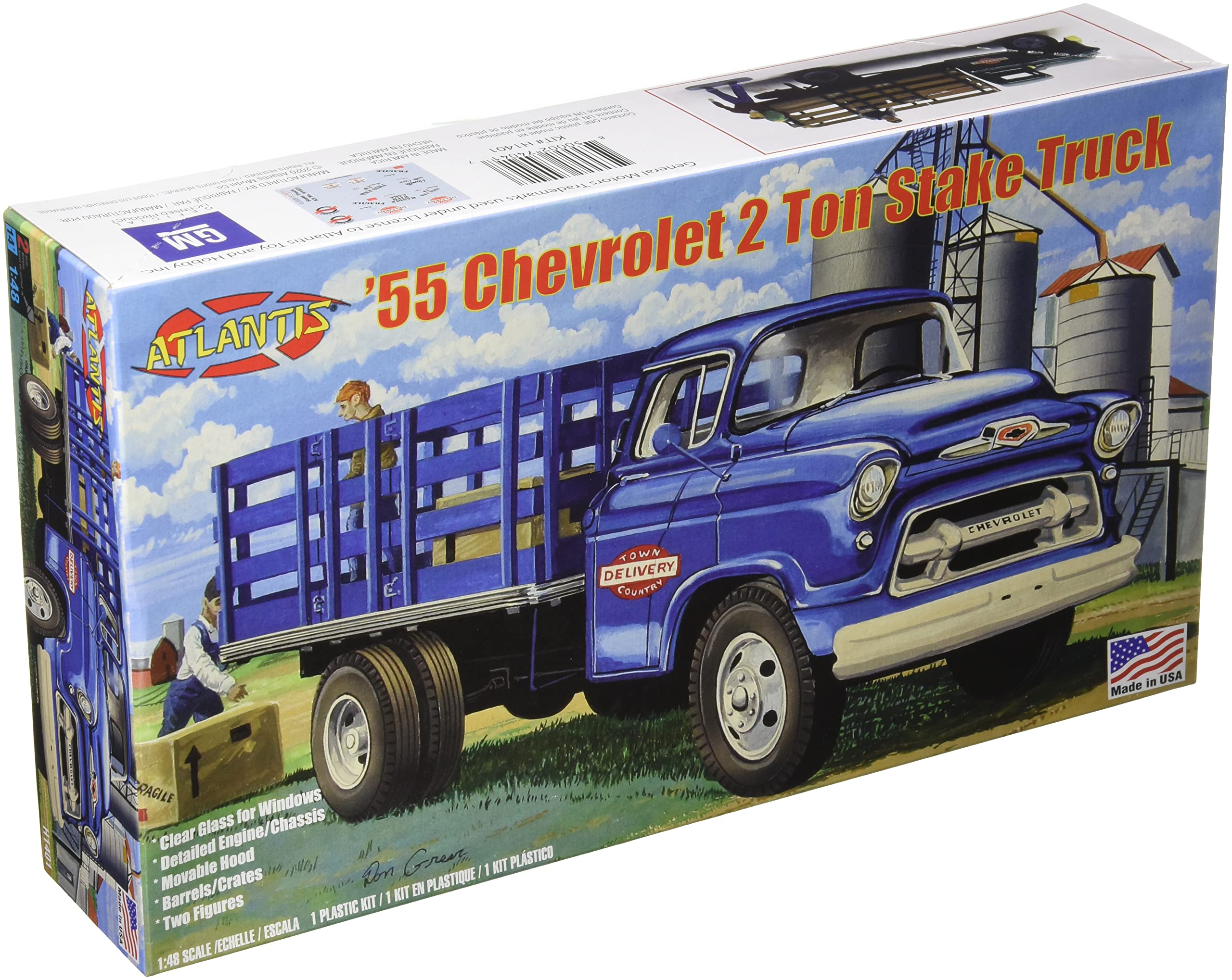 

Atlantis Models Scale 1955 Chevrolet Stake Truck with Clear Plastic Model Kit ATLAMCH1401 1/48 2-ton Parts,