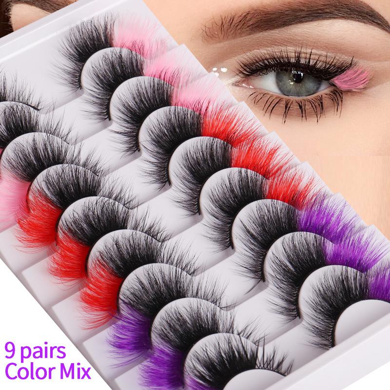 High Imitation Color Fried Hair Mink Hair False Eyelashes Grafted Eyelashes Dense Curled Eyelashes