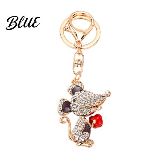 Enamel Rat Charm with Key Ring Cute Mouse Keychain Sparkling
