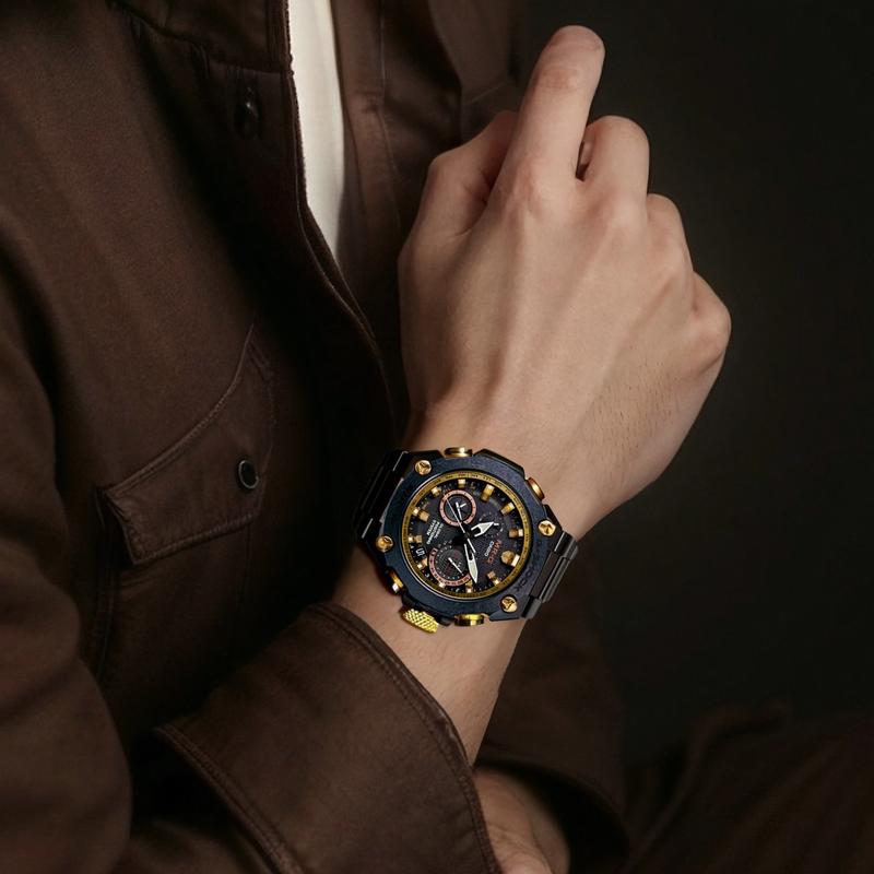 Casio MR-G series 200 meters waterproof mechanical movement titanium strap Japanese and Korean watch men's watch black dial MRG-G1000RT-1ER