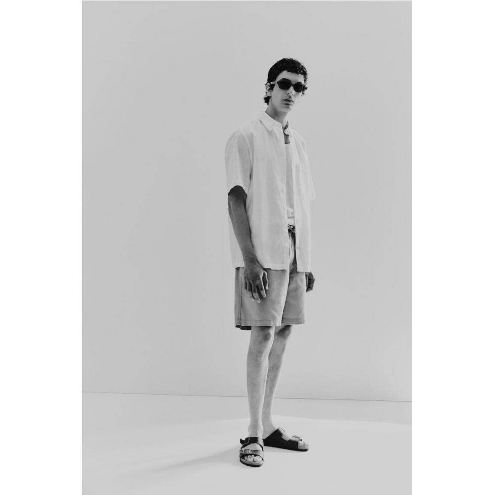 H M Relaxed Fit Linen Blend sHorts Beige