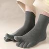 Five-finger Socks, Solid Color Couple Mid-calf, Antibacterial, Deodorizing, Men's Non-falling Heels, Toe Separation Cotton Socks