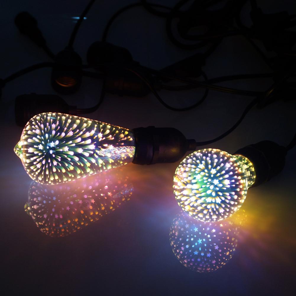 3D Colorful Firework Stained Glass Light Bulb 125lm Vintage Edison Bulb Last Up To 30000H Disco Light Bulb Star Shine Decoration