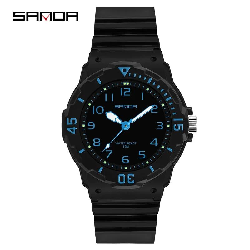 SANDA 6011 Classic 50M Waterproof Wristwatch TPU Strap Female Girl Clock New Top Luxury Brand Women Watch Quartz Lady Original