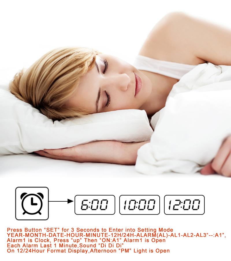 Ceasuri cu alarmă cu control al sunetului cu LED Despertador din lemn Afișaj cu temperatură Ceas cu alarmă electronic Ceas de birou Ceas digital din lemn de masă