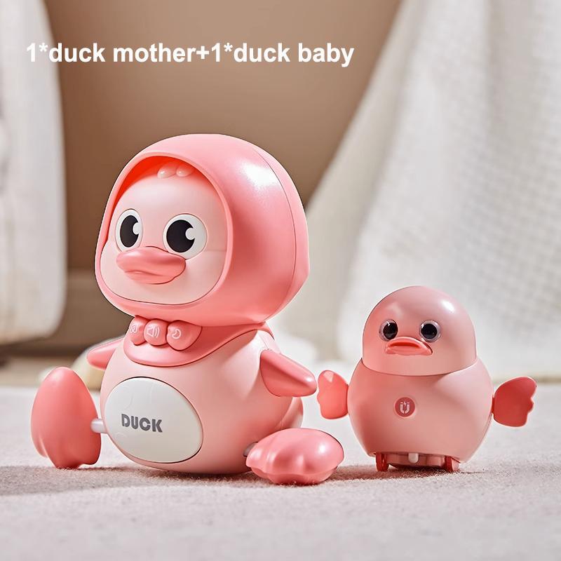 

Cute Baby Learns To Crawl Electric Swinging Duck with Sound, Light and Music, Magnetic Baby Soothing Electric Duck Toy Gift розовый
