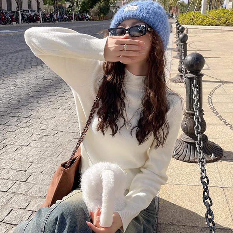 Women's Fleece-Lined Semi-High Collar Base Layer Sweater