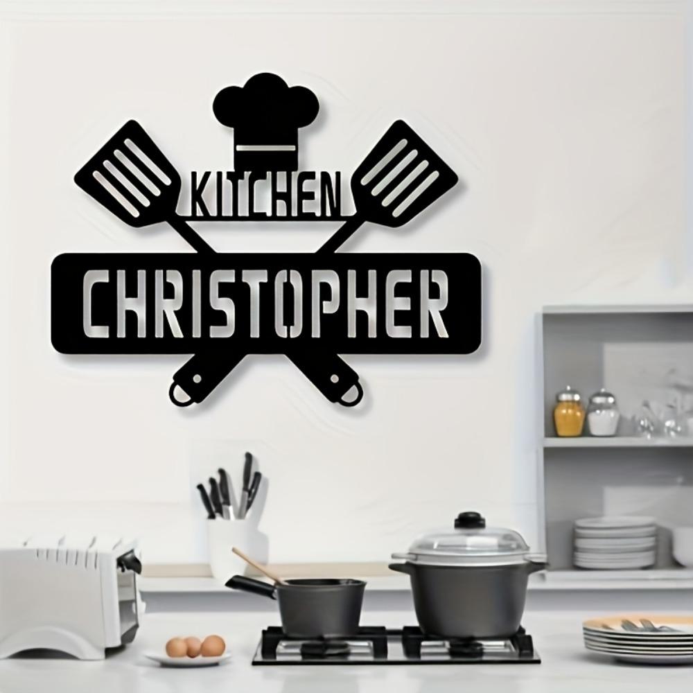 Metal Wall Art Chef Hat Spatula Kitchen Decor Removable Cabinet Sticker Housewarming Gift
