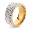 Taille8-12 Femmes/Hommes Unisexe Incrusté Mariage Entièrement Rempli Zircon Acier Inoxydable Bague Bande