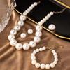 Light Luxury Necklace Bracelet Earring Ring Sets Vintage Style French Pearl Necklace  Holiday Gifts