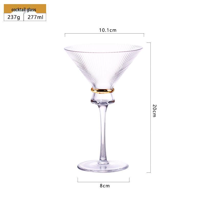 Shangqi Ribbed Gold Rim Stemmed Cocktail Glasses (Set of 2)