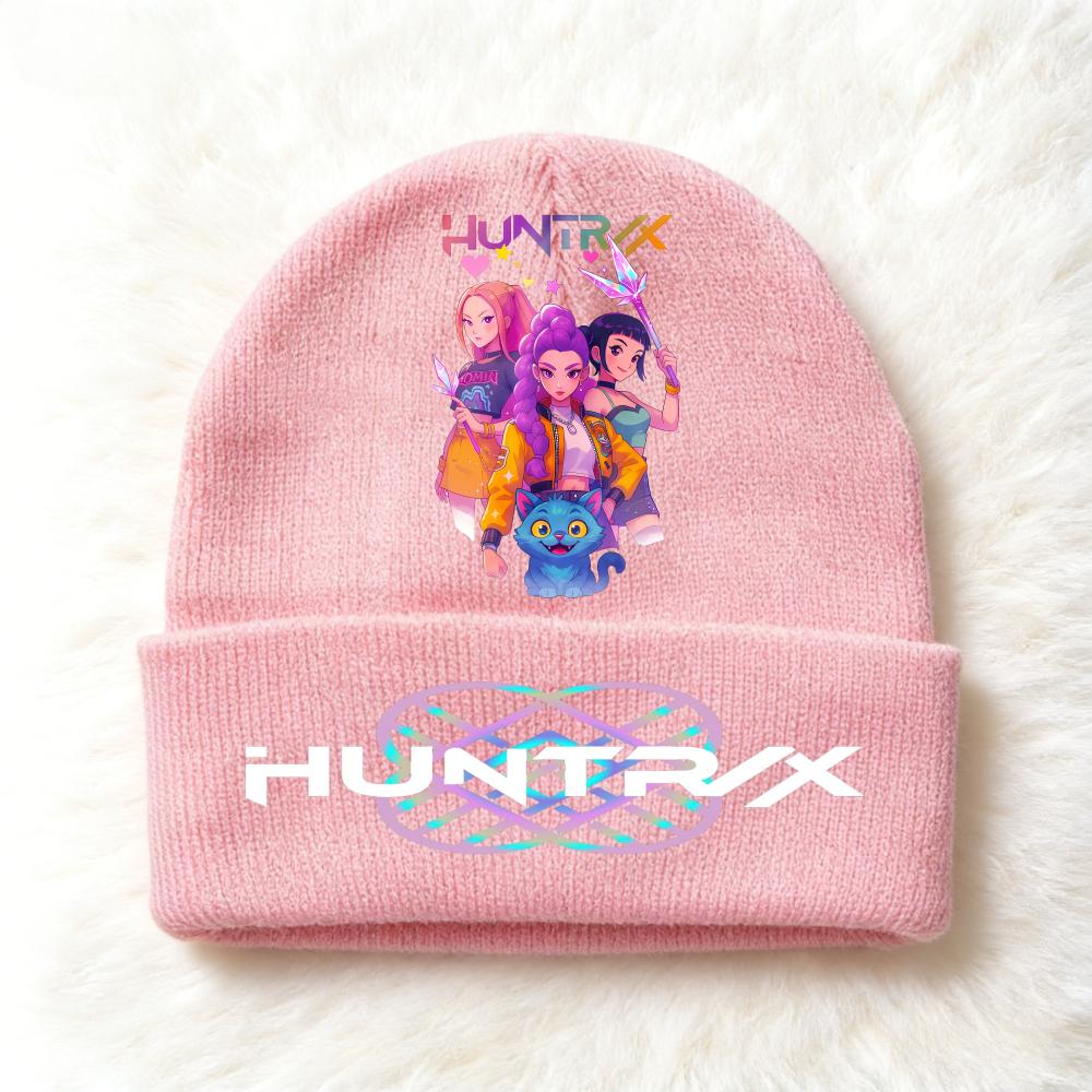 Berretto lavorato a maglia per bambini con stampa Anime Kpop Demon Hunters, Filato di lana, Stagione autunnale, Stagione fredda, Cappello alla moda per bambini, Copricapo, Abbigliamento