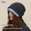 Japanese Retro Plaid Lace Knitted Slouchy Beanie – Warm, Versatile Wool Hat for Autumn and Winter