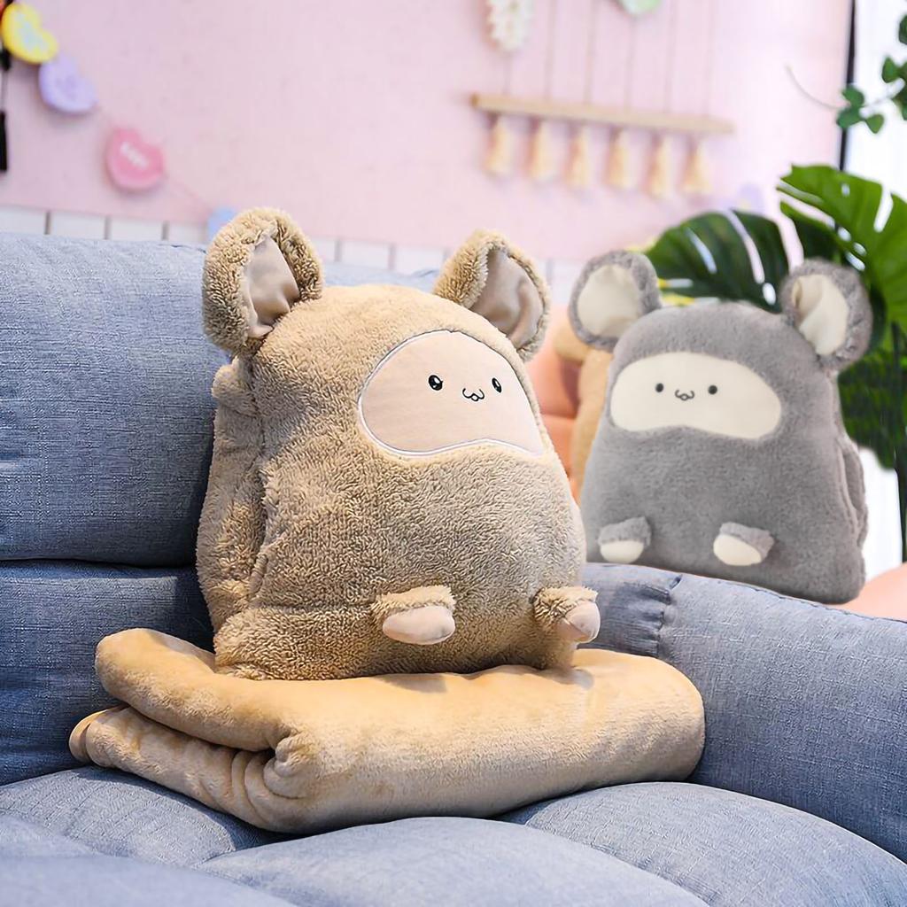 Plush Cushion Pillow Air Conditioning Blanket Cute Mouse Appearance Multifunctional Blanket Throw
