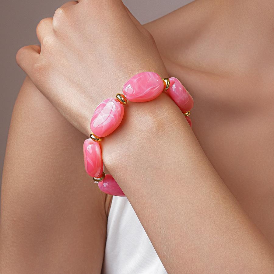 Acrylic Irregular Bracelet Candy Colored Oval Bracelet with Exaggerated Personality Niche Fashion Temperament and Handmade Accessories
