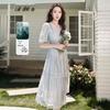 Women's Elegant French Style Lace Puff Sleeve A-line Dress