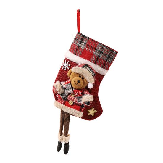 Christmas Stockings Large Plush 3D Santa Snowman Reindeer Bear Hanging Stockings for Mantel Tree Fireplace Holiday Party Decor