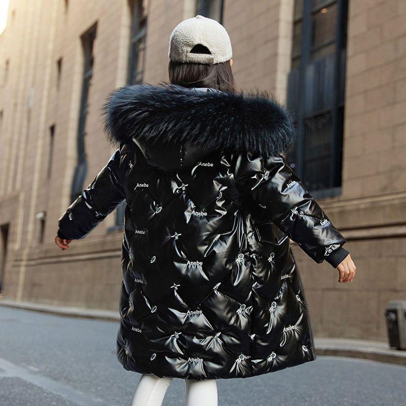 Thicken Jackets Baby Girl Plush Hooded Outerwear Kids Winter Glossy Coats Children Zipper Parkas Fashion Casual Overcoat