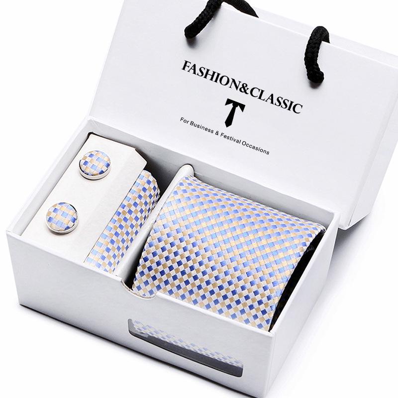 Men's Tie Gift Set: Striped & Polka Dot Tie, Pocket Square, Cufflinks