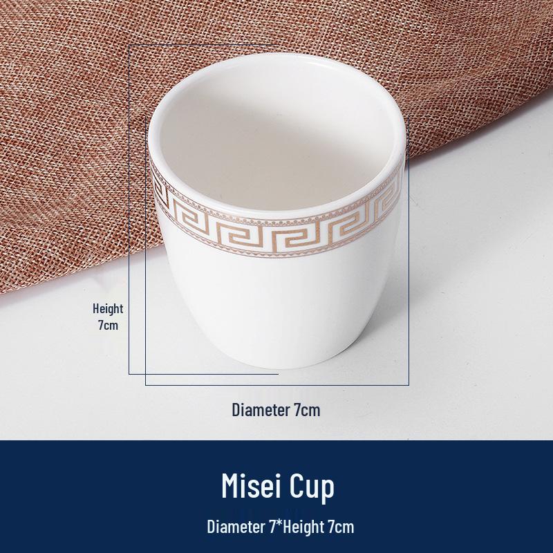 Set di Stoviglie in Ceramica di Lusso: Piatto, Ciotola, Cucchiaio e Tazza in Osso con Bordo Dorato - 4 Pezzi per Eleganza di Hotel e Ristorante