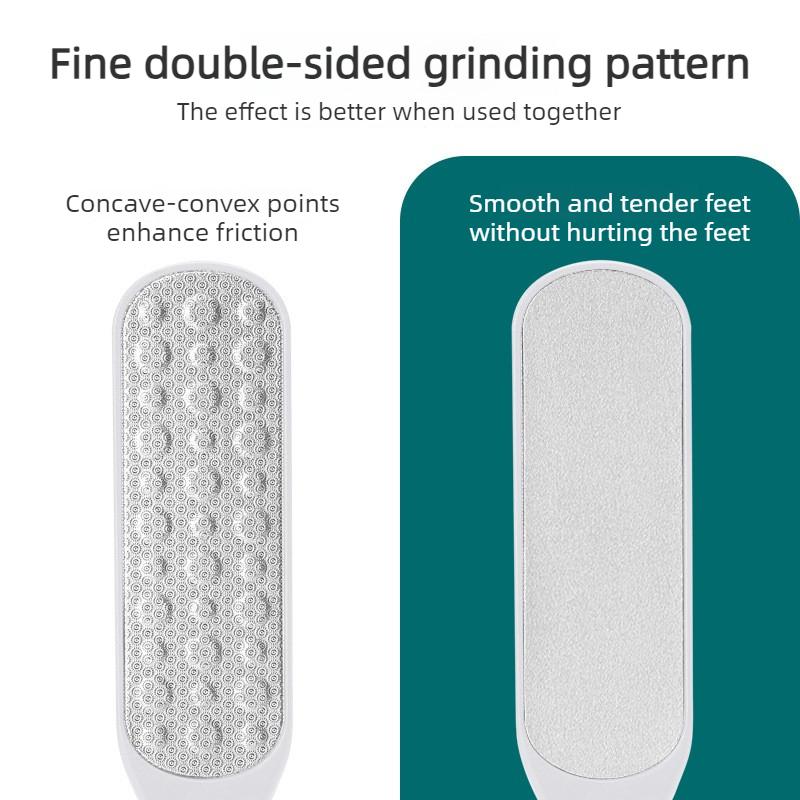 Ouriner Double-Sided Foot & Hand Stone Remover Tool with Plastic Handle Remover for Heels Toenails Cuticles Pedicure Manicure