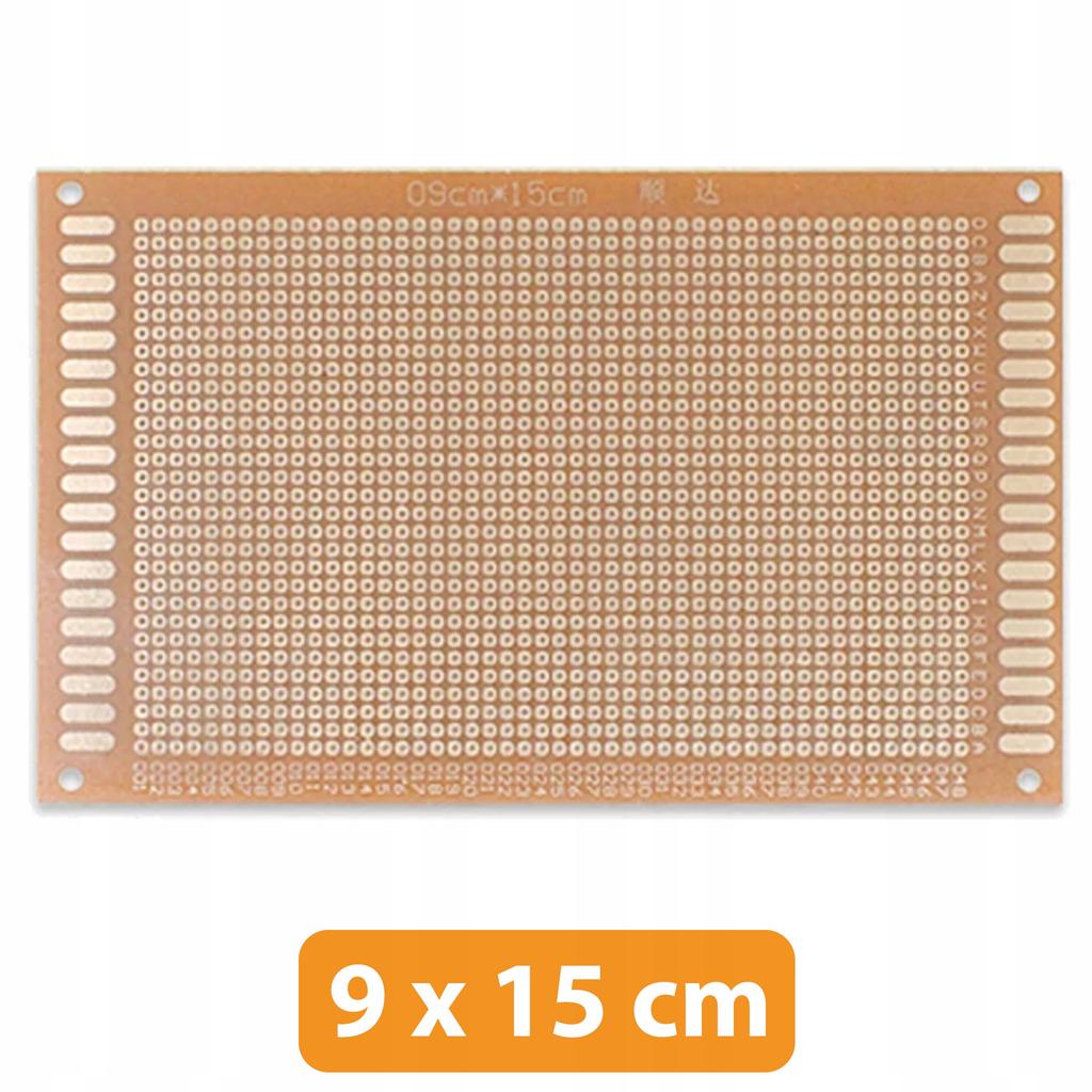 Rosfix Płytka Prototypowa Jednostronna 90 X 150 Mm – Do Budowy Układów THT | Raster Otworów 2,54 Mm | 4 Otwory Montażowe
