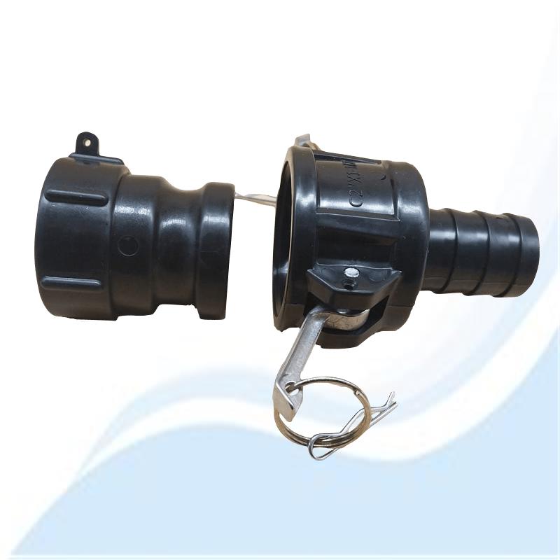IBC Quick Connector Reducer Box: 1", 1.5", 2" PP Threaded Adapter for Square Ton Barrels.