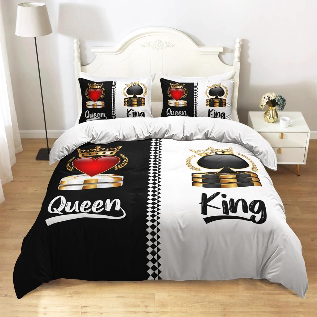Luxury Crown Duvet Cover Set Vintage Red And Black Comforter Cover Romantic Wedding Queen King Bedding Sets Valentines Day Gift