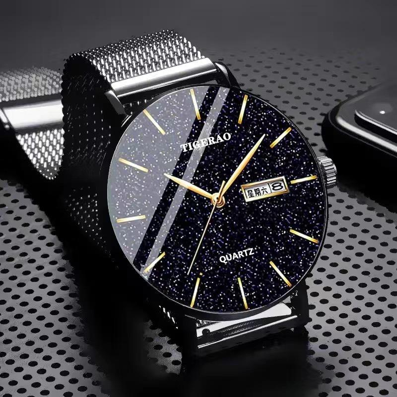 Swiss Genuine Watch Men's Waterproof Double Calendar Trend Star Non-mechanical Watch Quartz Watch New