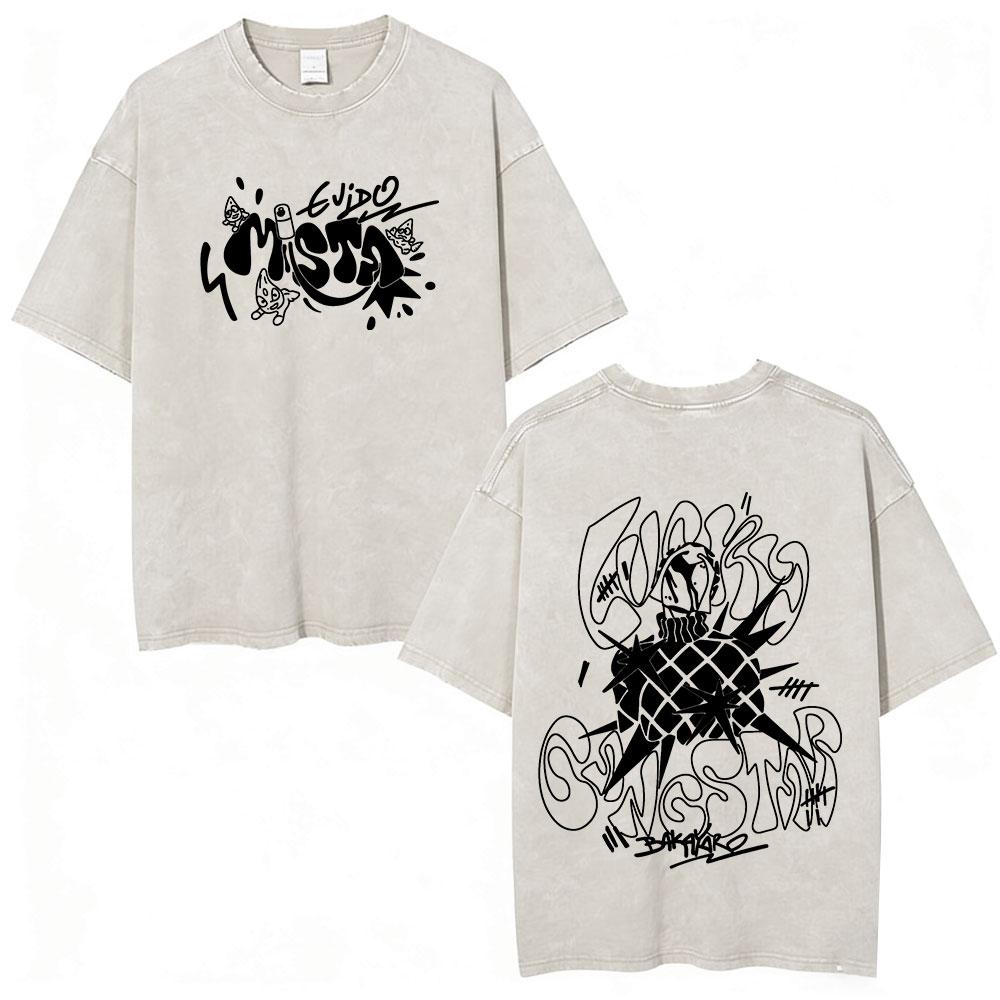 Anime JoJo Bizarre Adventure Jotaro Kujo Vintage Acid Washed T Shirts Men Women Cotton Casual Short Sleeves Tshirts Streetwear