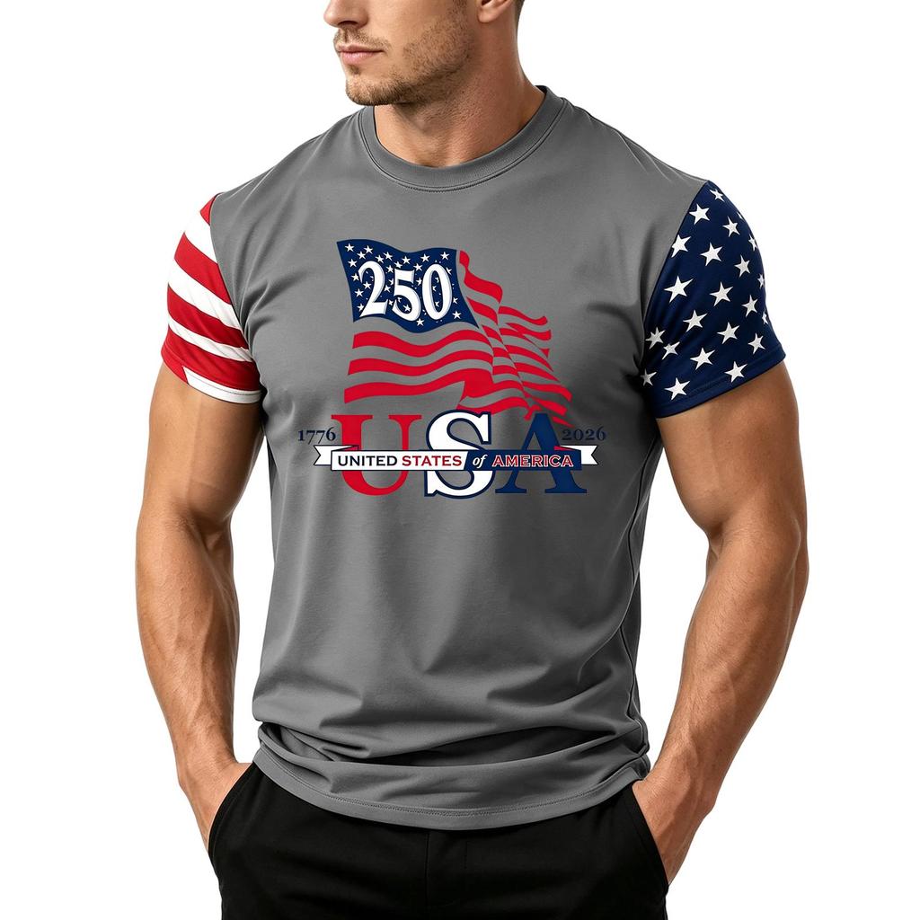 Men's Loose Fit Casual Short Sleeve T Shirt Featuring Flag Print Suitable for Summer Daily Wear Lightweight Comfortable Fabric