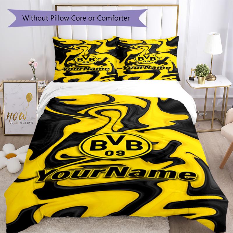 Borussia Dortmund Customize Your Name Bedding Set Breathable Duvet Cover with Pillowcases Home Decoration Birthday Gift