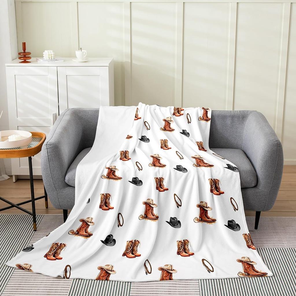 Queen x All Season Galloping Horse Plush Throw Blanket for Sofa Couch Kids Southwestern Geometric Flannel Fleece Farmhouse