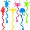 10/50Pcs Funny Sticky Hands Sensory Toy Palm Elastic Heart Foot Christmas Sticky Wall Climbing Squishy Toy For Kids Adult