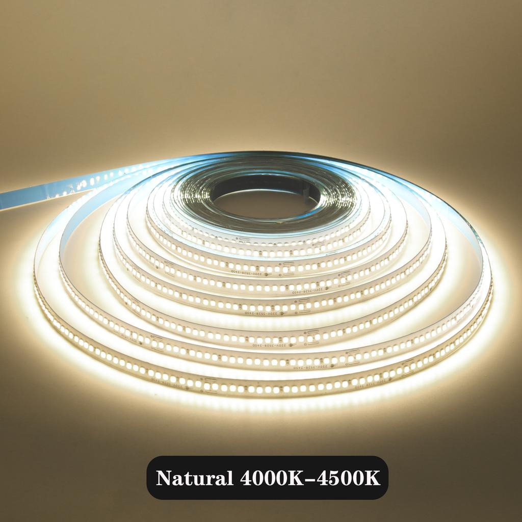 AC 110V 220V LED Şerit Işık Fişli 5M 10M 15M 20M/Rulo 3000K 4000K 6500K 240LED/M IP44 Esnek Yapışkan Bant Ev Dekorasyonu