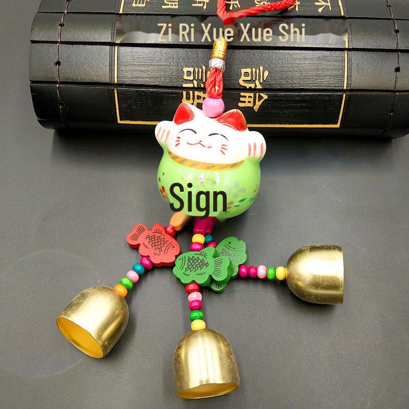 

Подвесной автомобильный колокольчик Cat Bell – безопасное украшение интерьера для входа и выхода зелёный