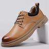 WAERTA Herrenstiefel Britische Arbeitsstiefel Low-Top Flache Herren Arbeitsschuhe Vielseitige Herren Freizeitschuhe Retro Motorrad Echtlederschuhe