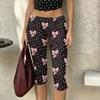 Women’s Polka Dot Print Milk Silk Capri Pants High Waist Stretchy Slim Fit Elastic Waistband Lightweight Casual Trousers for Daily Wear